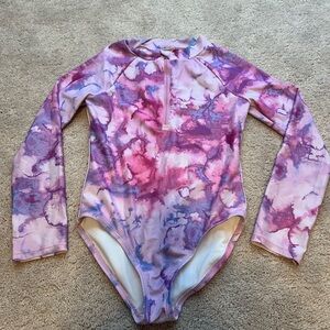 Kids Long Sleeve Pink and Purple Swimsuit